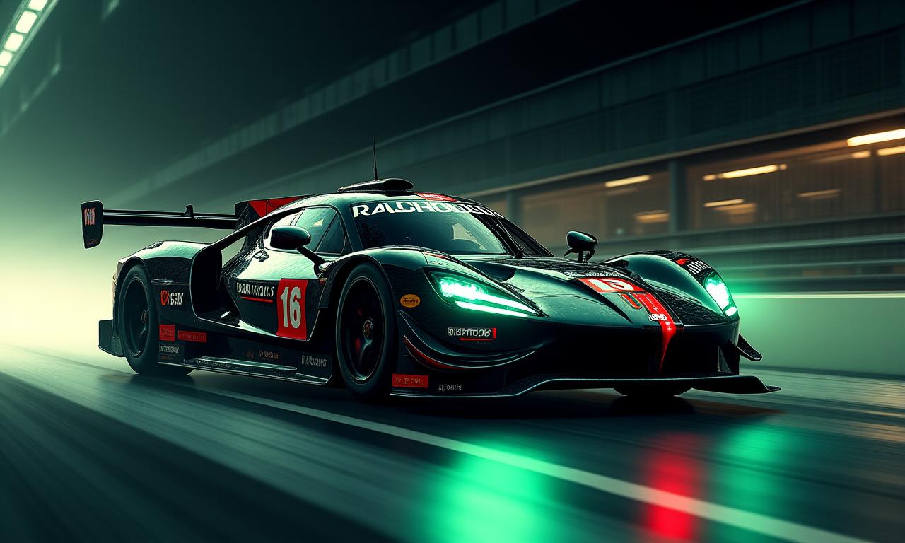 光の速さで двиく色彩 – 輝くレーシングカー